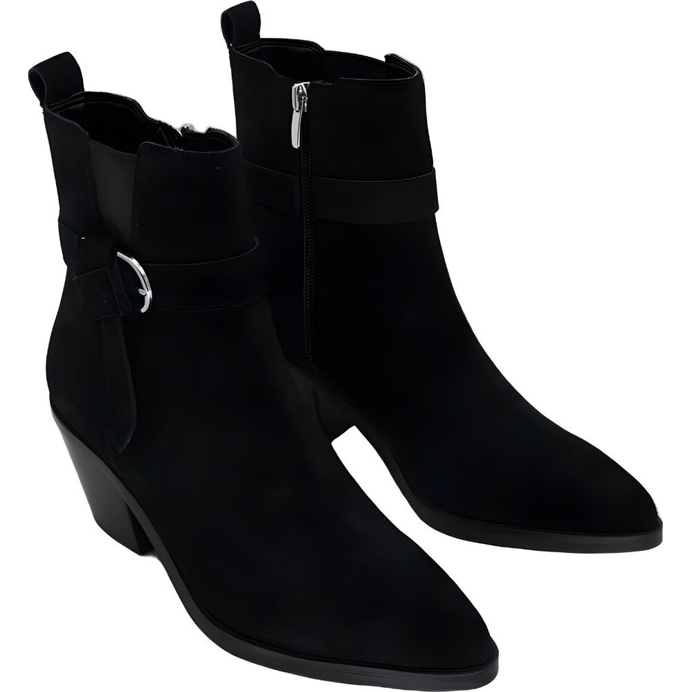 Nine West Lemone Black Suede Block Heel Ankle Booties Women's US 7M - Picture 4 of 6